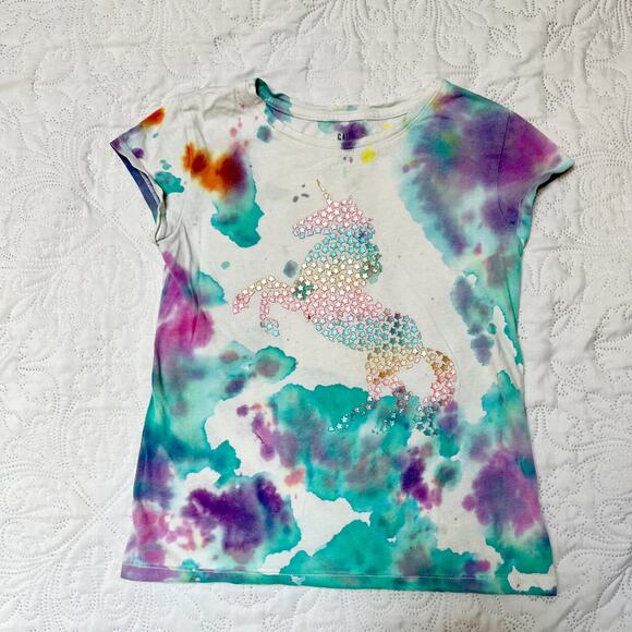 Gap Unicorn Tie Dye Shirt Size 8 - Picture 2 of 8